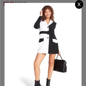 Steve Madden Sasha Blk/white colorblock mini blazer dress- BRAND NEW